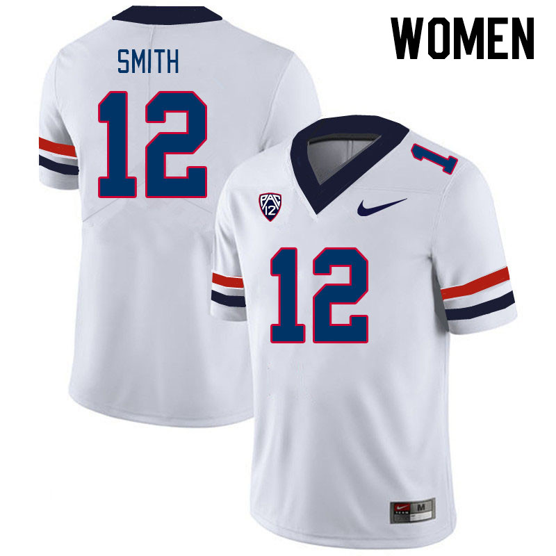 Women #12 Genesis Smith Arizona Wildcats College Football Jerseys Stitched-White - Click Image to Close